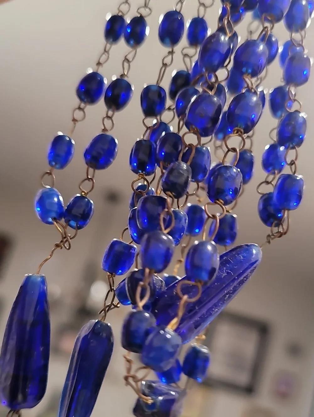 Vintage Hand Crafted Cobalt Glass Necklace 60